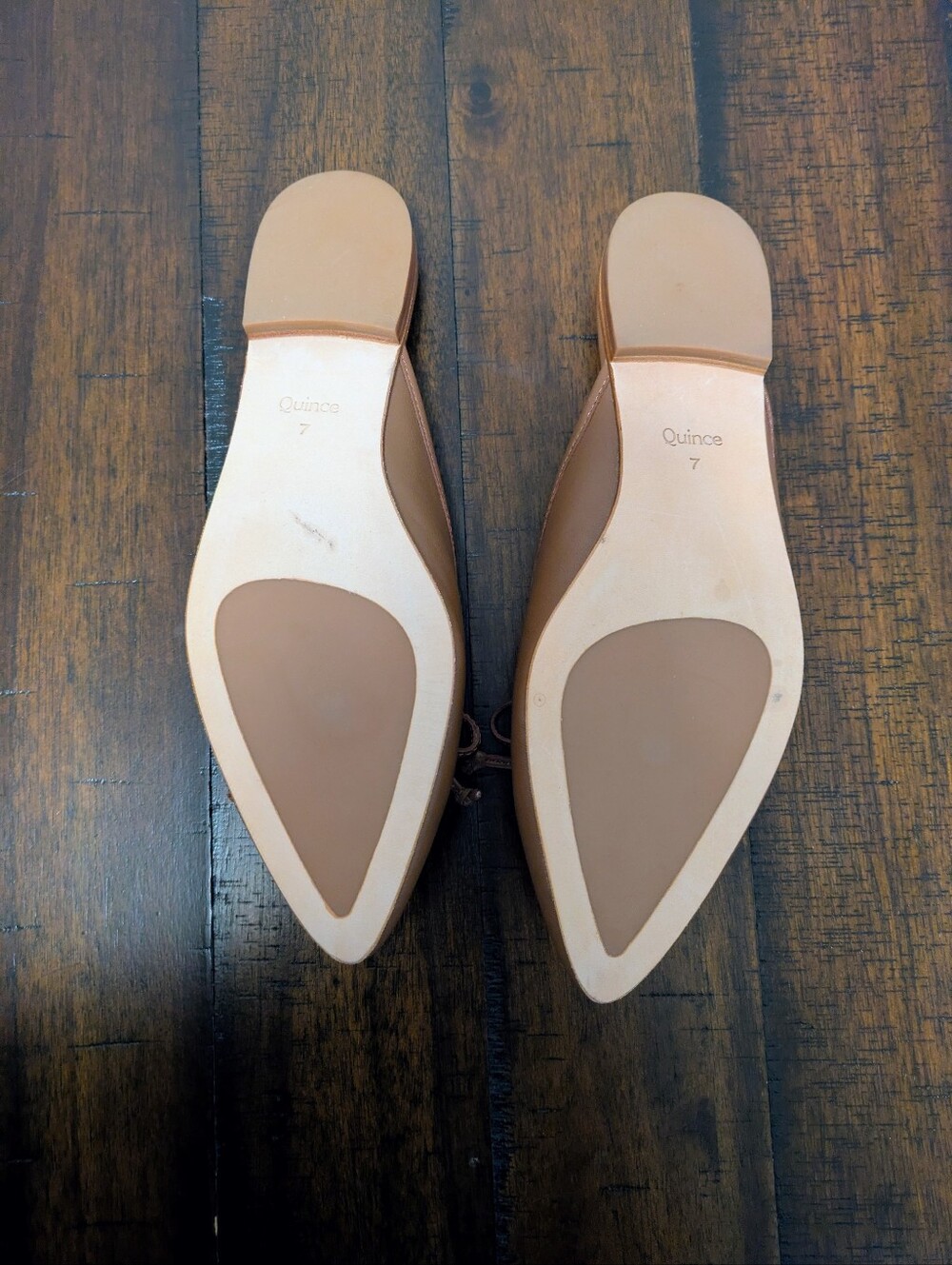 Quince Italian Leather Pointed Mule Flats Cognac size 7 - Picture 5 of 6